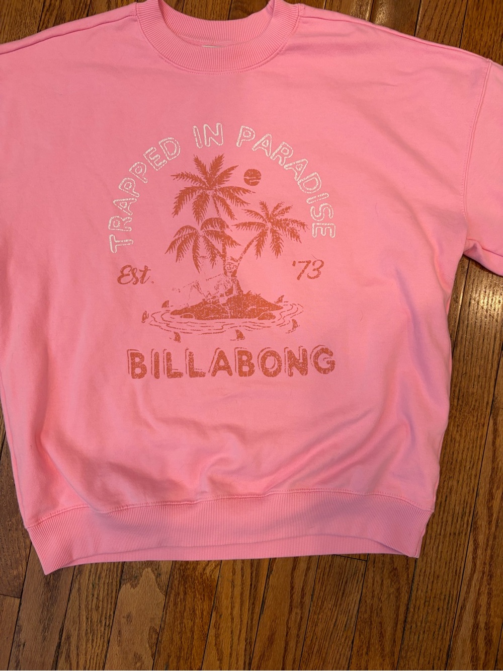 Billabong Pink Palm Graphic Crew Sweatshirt Medium - Picture 3 of 5